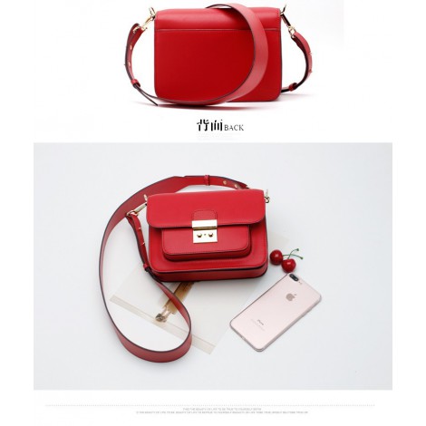 Eldora Genuine Leather Shoulder Bag Red 76383