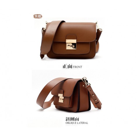 Eldora Genuine Leather Shoulder Bag Brown 76383