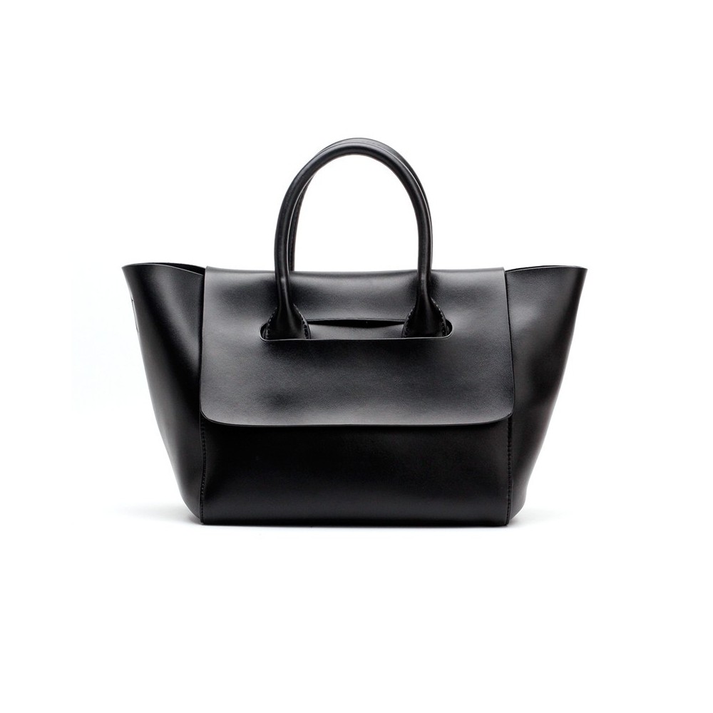 Sac à main poignée en cuir Noir 76386