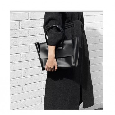 Sac à main poignée en cuir Noir 76386