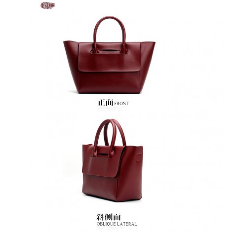 Eldora Genuine Leather Top Handle Bag Dark Red 76386