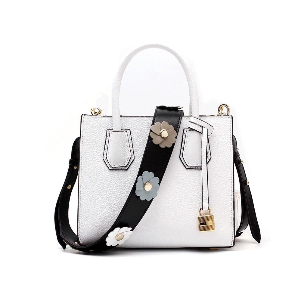 Eldora Genuine Leather Shoulder Bag White 76387