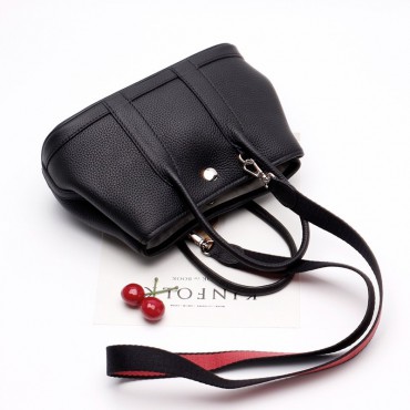 Eldora Genuine Leather Shoulder Bag Black 76390