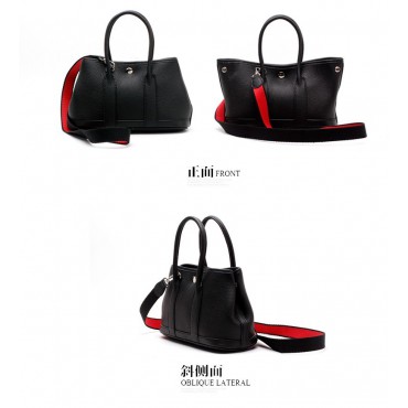 Sac à main porté épaule en cuir Noir 76390