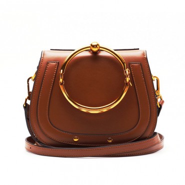 Eldora Genuine Leather Shoulder Bag Brown 76393