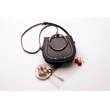 Eldora Genuine Leather Shoulder Bag Black 76393