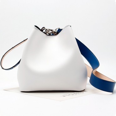 Eldora Genuine Leather Bucket Bag White 76396