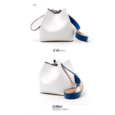 Eldora Genuine Leather Bucket Bag White 76396