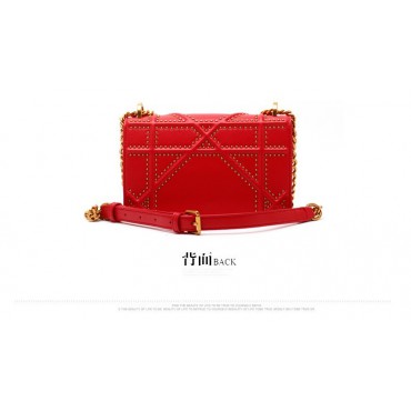 Eldora Genuine Leather Shoulder Bag Red 76399