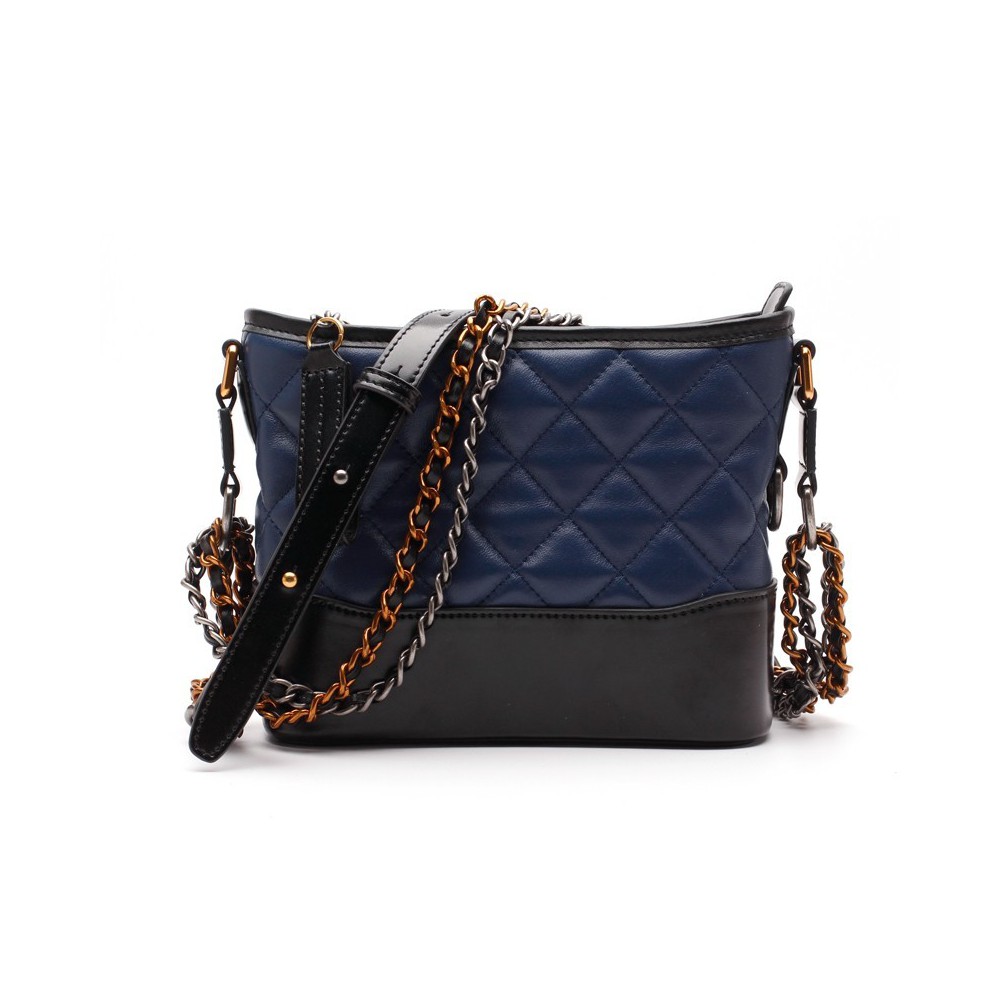  Sac à main porté épaule en cuir Noir Bleu 76400