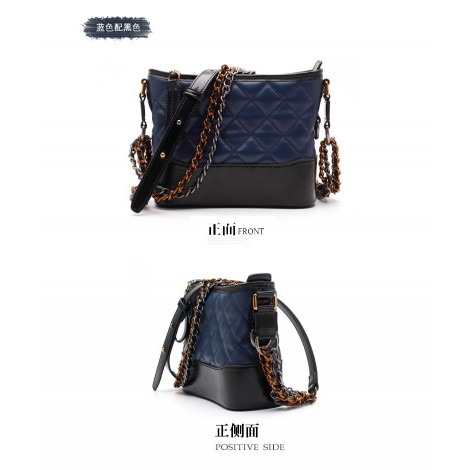  Sac à main porté épaule en cuir Noir Bleu 76400