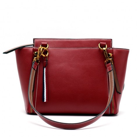 Eldora Genuine Leather Shoulder Bag Dark Red 76401