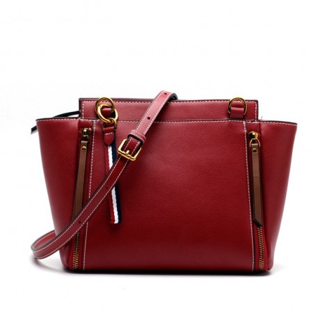 Eldora Genuine Leather Shoulder Bag Dark Red 76401