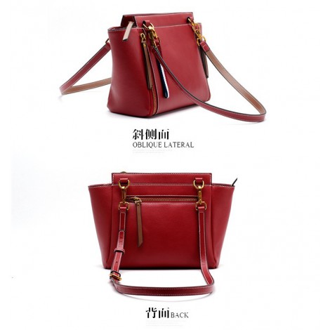 Eldora Genuine Leather Shoulder Bag Dark Red 76401