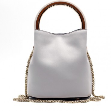 Sac à main seau en cuir Blanc 76405