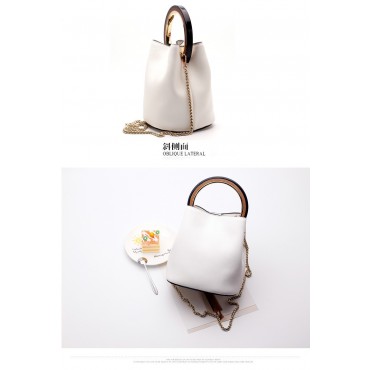 Sac à main seau en cuir Blanc 76405