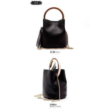 Sac à main seau en cuir Noir 76405