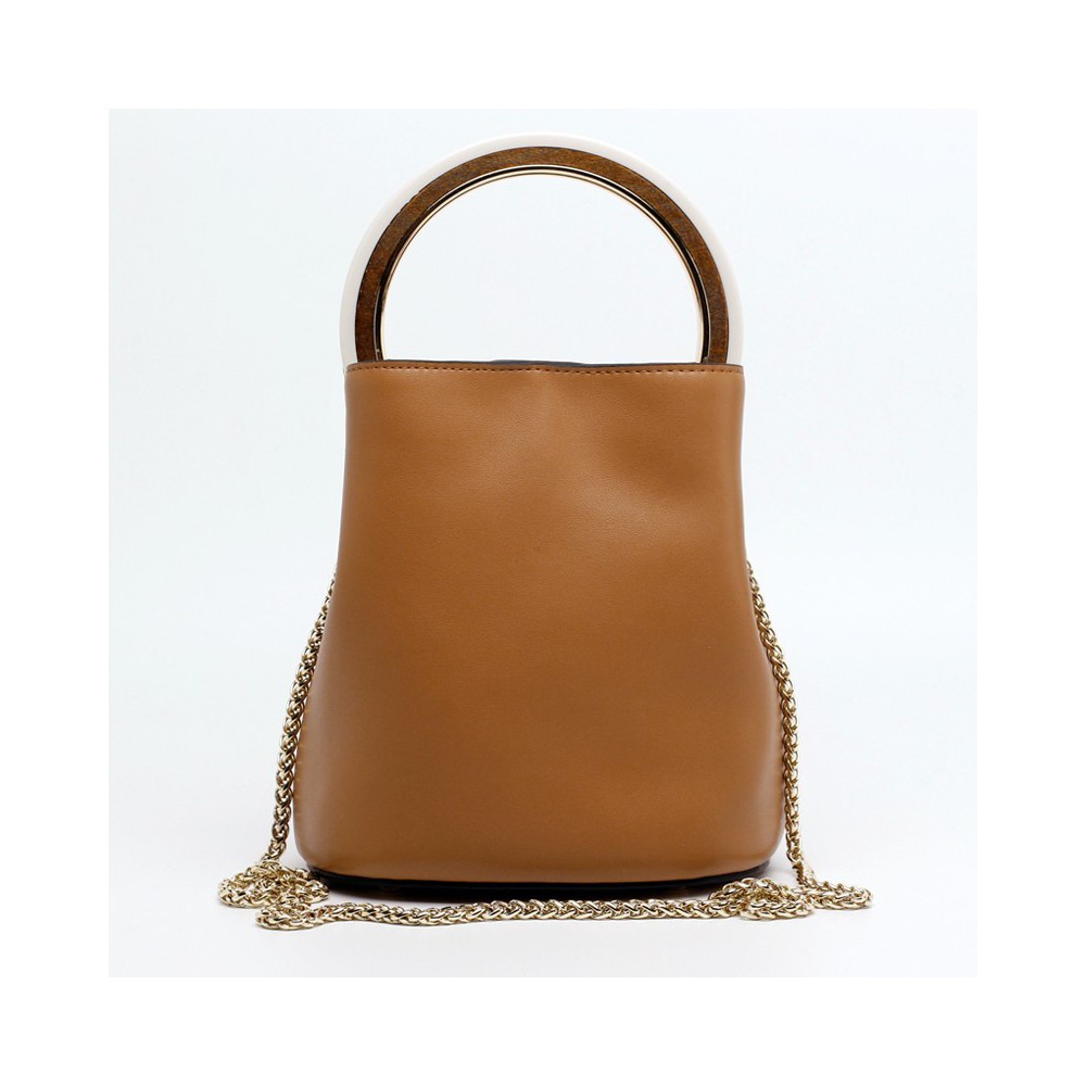 Eldora Genuine Leather Bucket Bag Brown 76405