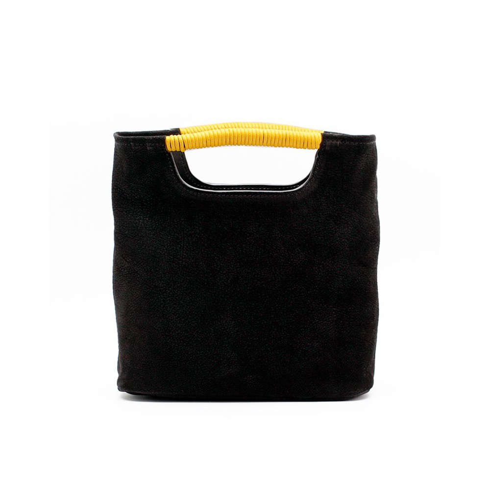 Sac à main poignée en cuir Noir 76407