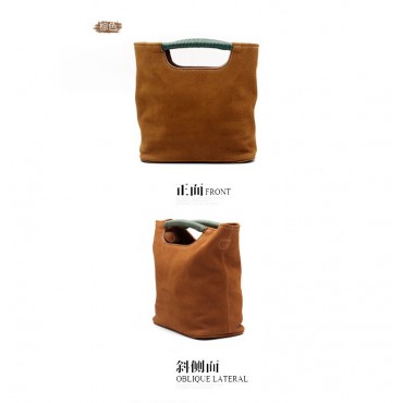 Sac à main poignée en cuir Marron 76407