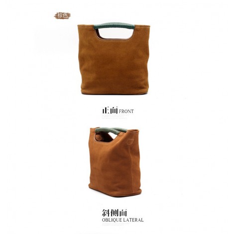 Sac à main poignée en cuir Marron 76407