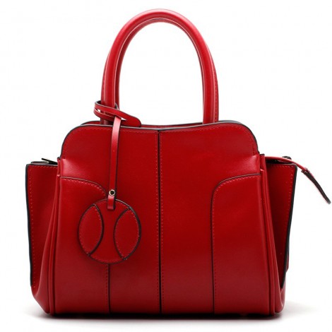 Eldora Genuine Leather Top Handle Bag Red 76408