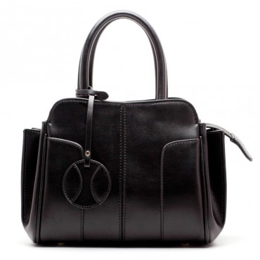 Sac à main poignée en cuir  Noir 76408