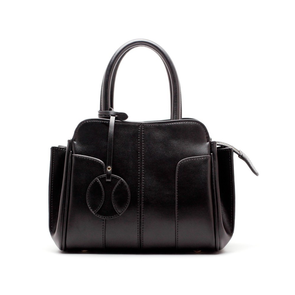 Sac à main poignée en cuir  Noir 76408