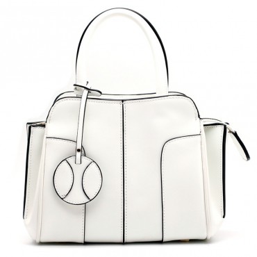 Eldora Genuine Leather Top Handle Bag White 76408