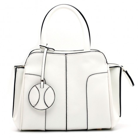 Eldora Genuine Leather Top Handle Bag White 76408