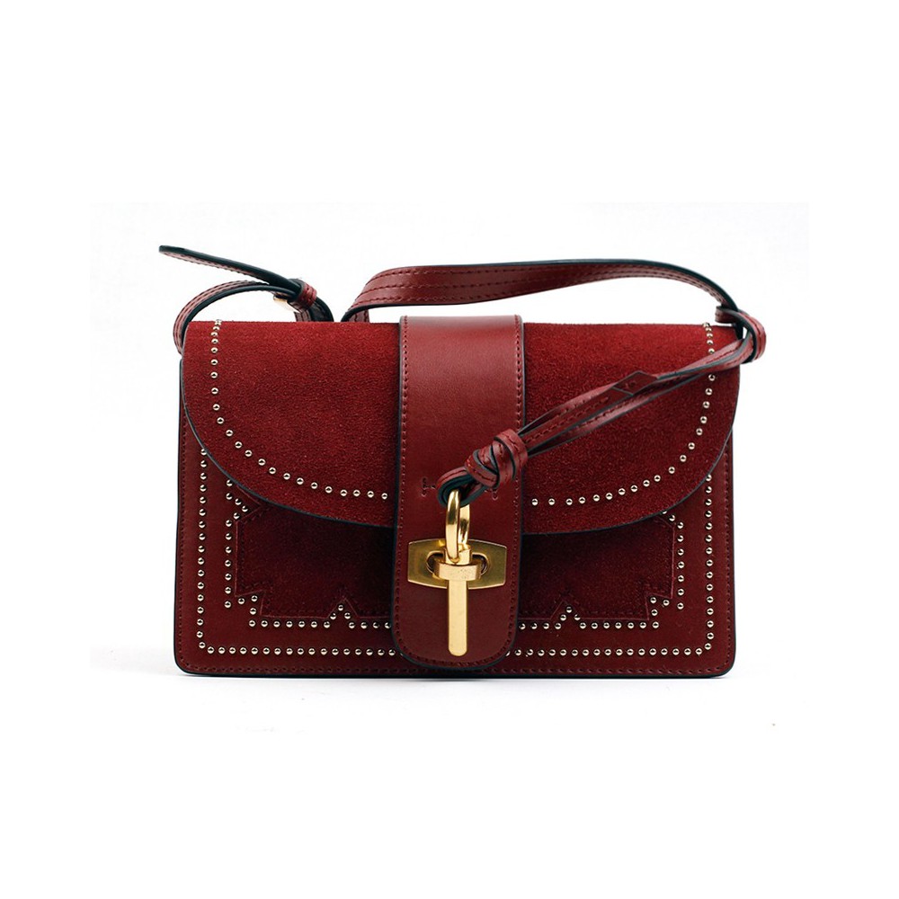 Eldora Genuine Leather Shoulder Bag Dark Red 76412