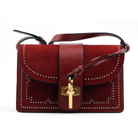 Eldora Genuine Leather Shoulder Bag Dark Red 76412