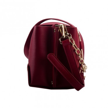 Sac à main porté épaule en cuir Rouge 76413