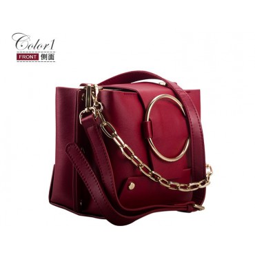 Eldora Genuine Leather Shoulder Bag Dark Red 76413