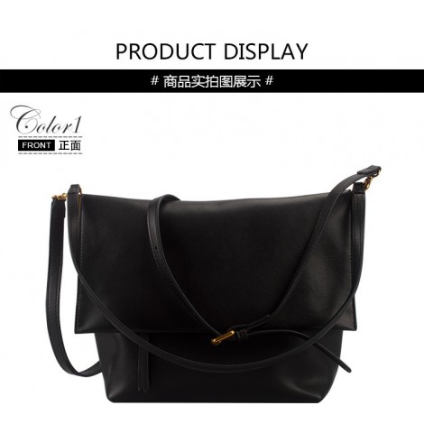 Sac à main porté épaule en cuir  Noir 76424