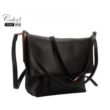 Sac à main porté épaule en cuir  Noir 76424