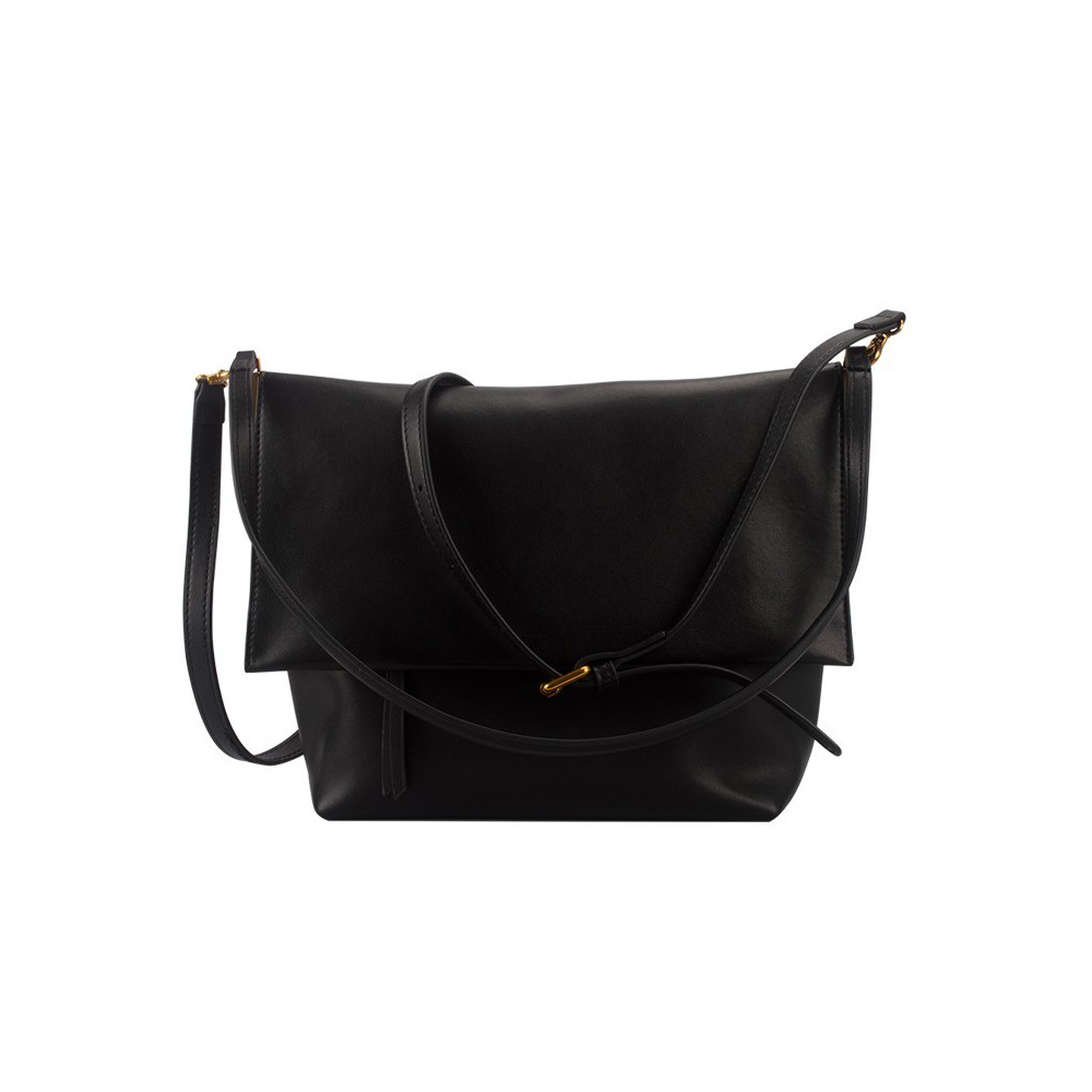 Sac à main porté épaule en cuir  Noir 76424