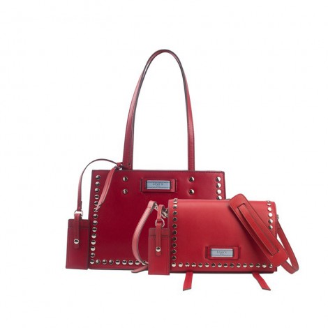 Sac à main poignée en cuir Rouge 76425