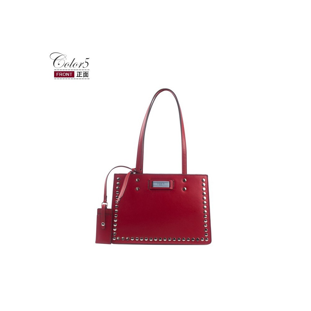 Sac à main poignée en cuir Rouge 76425