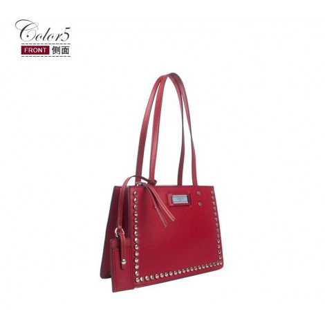 Sac à main poignée en cuir Rouge 76425