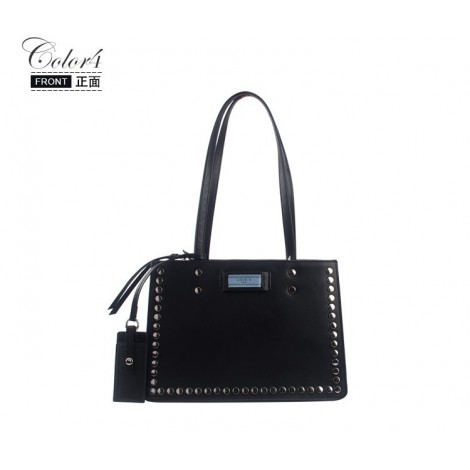 Sac à main poignée en cuir Noir 76425