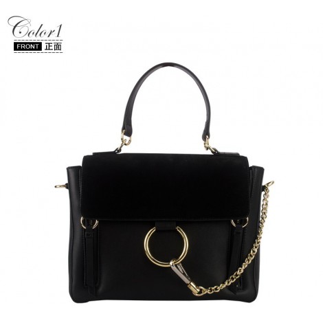 Sac à main porté épaule en cuir  Noir 76427