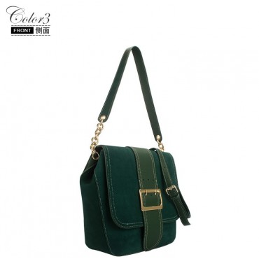 Sac à main poignée en cuir Vert 76430 