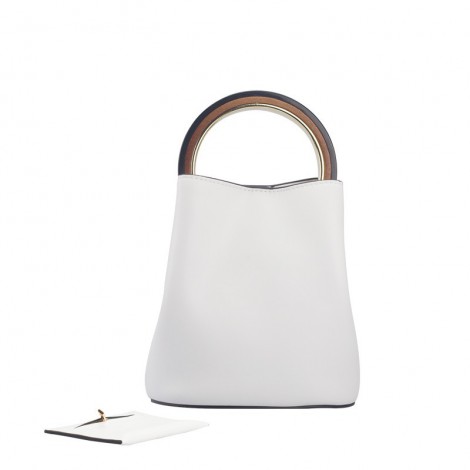 Sac à main poignée en cuir Blanc 76441