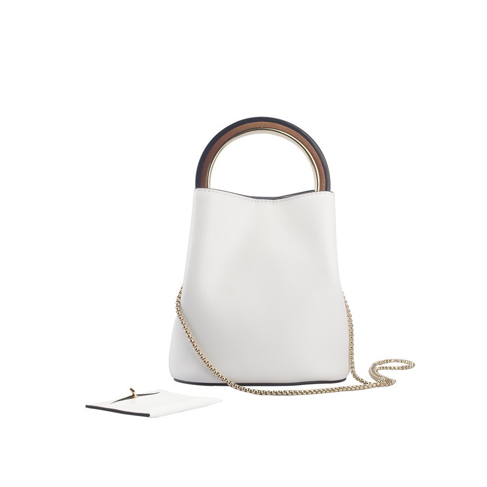 Sac à main poignée en cuir Blanc 76441