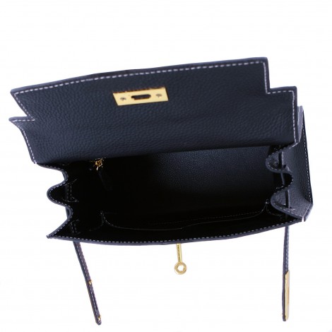 Rosaire « Capucine » Top Handle Bag Made of Togo Leather and