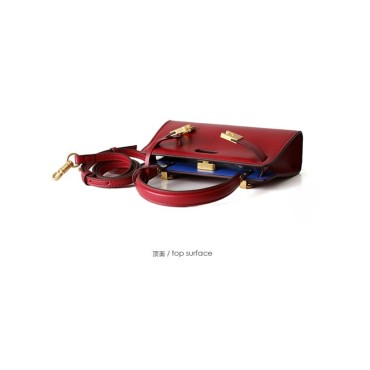 Eldora Genuine Cow Leather Shoulder Bag Red 77114