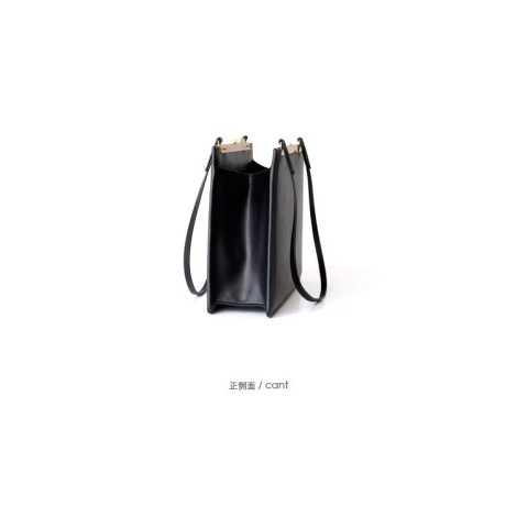 Eldora Genuine Cow Leather Shoulder Bag  Black 77123