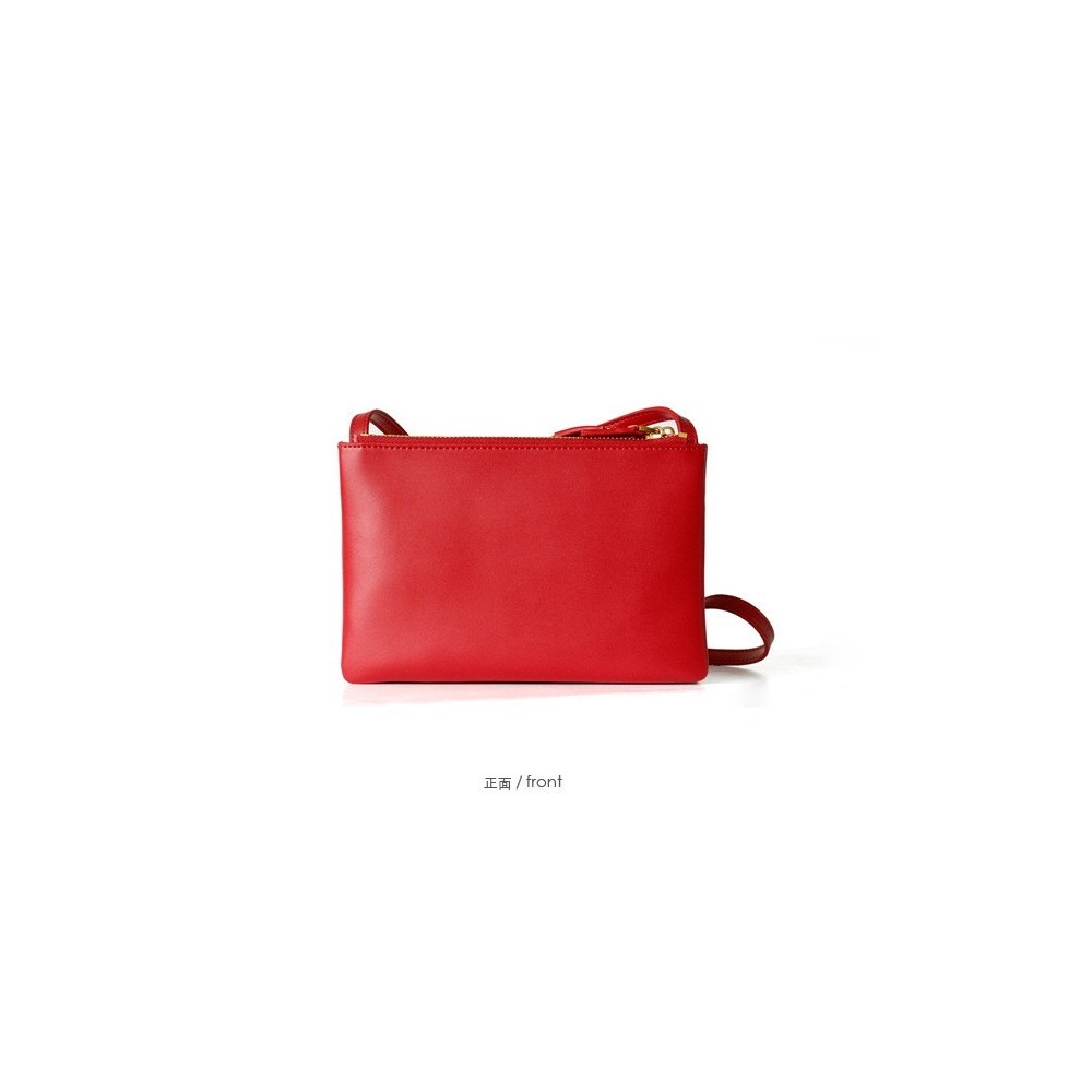 Eldora Genuine Cow Leather Shoulder Bag Red 77163