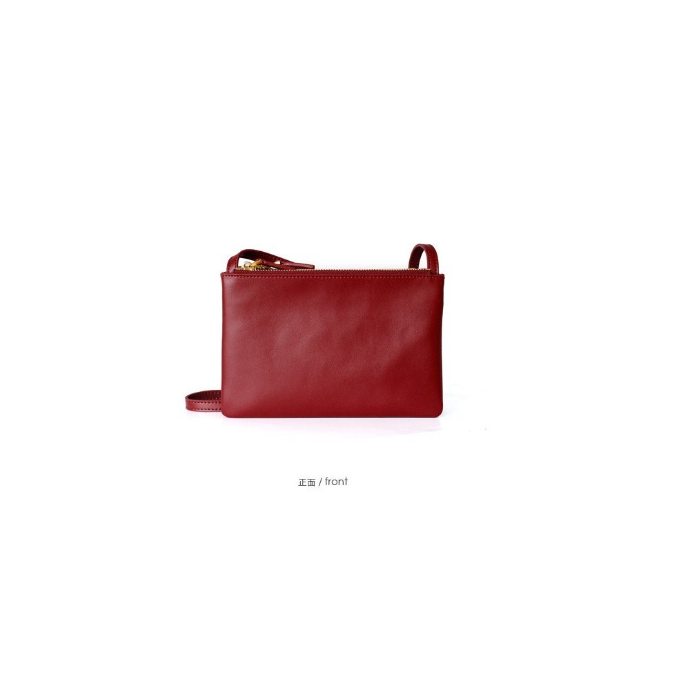 Genuine Cow Leather Shoulder Bag Dark Red 77163